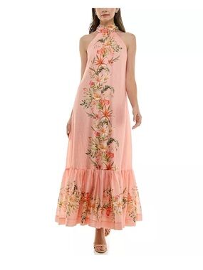 Peach Floral Halter Maxi Dress color is peach not pink ..selling at Macys now